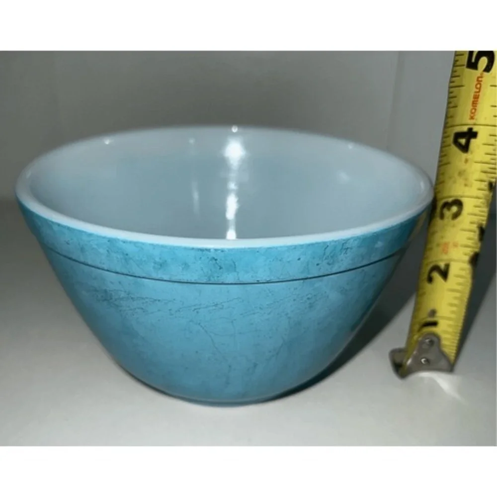 Pyrex 401 Blue Primary Mixing Bowl 1.5 Pt Vintage MCM Nesting Turquoise Glass